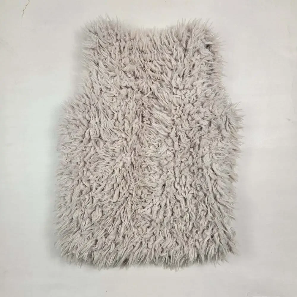 The Children's Place Beige Shaggy Faux Fur Glittery Teddy Vest Size M(7/8)